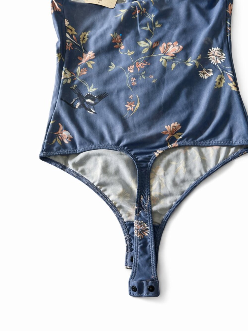 Free People Floral Corset Bodysuit Blue Indigo Size S NWT - Picture 2 of 4